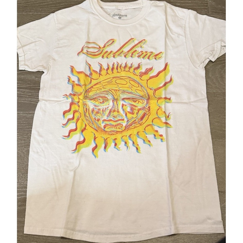 Sublime Sun Face Band T-Shirt White Small Ska Punk Reggae Graphic Tee S